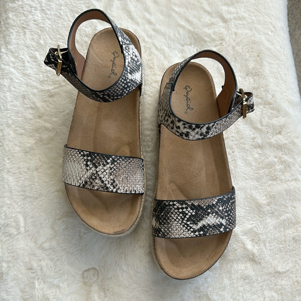 Qupid Snakeskin Platform Sandals